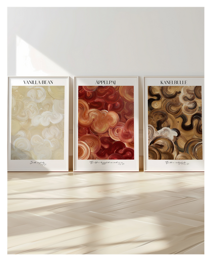 Poster Set- Vanilla Bean, Äppelpaj & Kanelbulle