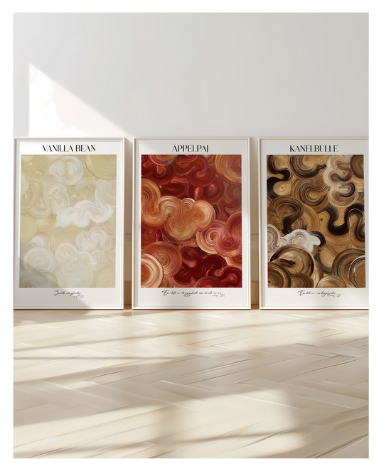Poster Set- Vanilla Bean, Äppelpaj & Kanelbulle