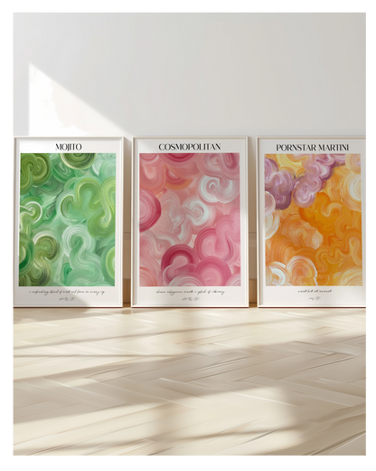 Poster Set- Mojito, Cosmopolitan & Pornstar Martini